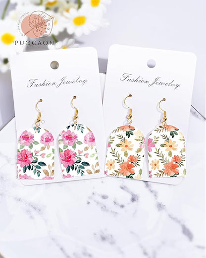 Puocaon Polymer Clay Transfer Paper - 20 Pcs Floral Water Transfer Paper for Polymer Clay, Eucalyptus Leaves Transfer Paper for Polymer Clay Earrings, Peony Polymer Clay Transfer Sheets for Jewelry