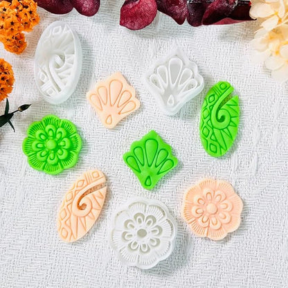 Xaekicr Polymer Clay Cutters Set – 3PCS Decorative Clay Cutters for Polymer Clay Jewelry, Carved Pattern Clay Earring Cutters Shapes, DIY Clay Tools for Earrings and Crafts