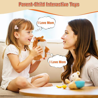 Talking Hamster - Toddler Stuffed Animal Toys for Boys Girls 2 3 4 5 6 Year Old - Repeats What You Say - Interactive Plush Sensory Companion Toy for Kids Easter Basket Stuffers Birthday Gifts