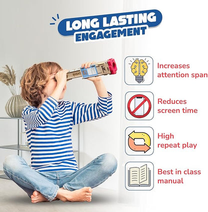 Smartivity Telescope STEM Toy for Kids Ages 8-14 Years | Measure Height & Distance | Cool Birthday Gifts Ideas for Boys & Girls | DIY Science Kit for 8,9,10,11,12,13,14 I Wooden Engineering Game