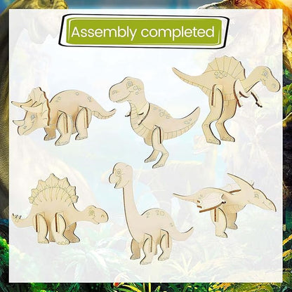 Valentines Day Gifts for Kids,24 Set 3D Puzzles Dinosaur DIY Painting Kit,Funny Dino Valentine Exchange Cards for Boys Girls Toddler School Class Classroom Party Favors (24)