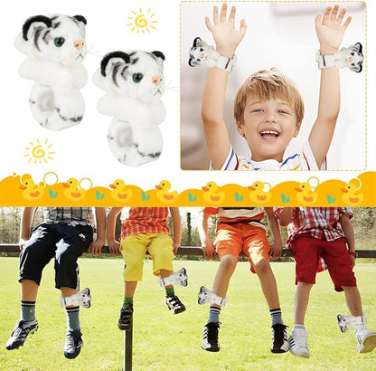 jarbins Animal Slap Bracelets Stuffed Animal Tiger Stuffed Animal Plush Slap Bracelets Bulk Kids Toys Wristband for Children Birthday Party Favors