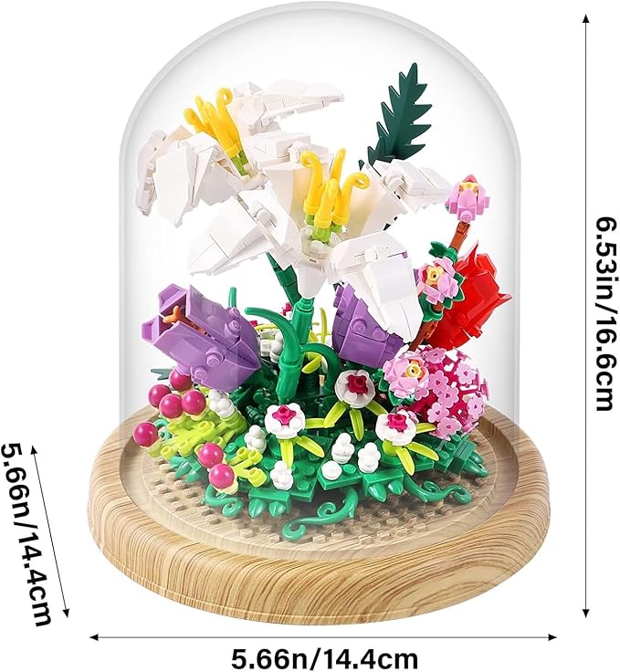 RSDHFLY Creative Bonsai Flower Bouquet Building Kit,Flower Botanical Collection Construction Building Toy,Building Blocks Set for Adults and Kids (Lily Bonsai Flower)