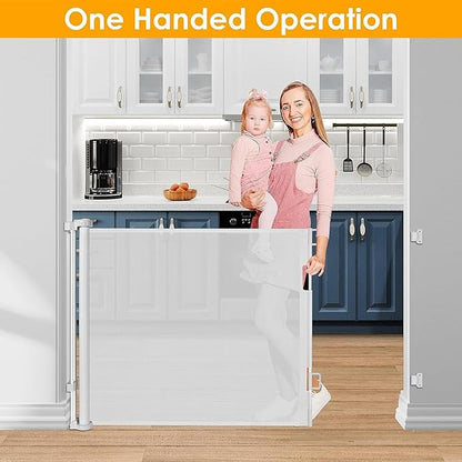 60 Inch Retractable Baby Gates Dog Gates for The House 33’’Tall Baby Gates for Doorways Extend up to 60’’Wide Dog Gate for Stairs Retractable Gate Outdoor Gates for Decks Dog Gate Indoor (Light Gray)