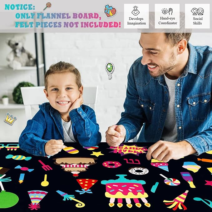 Craftstory 3.5 Feet Flannel-Board for Toddlers Preschool as Kids Felt Stories Activities Play Kits Wall-Hanging Birthday Gifts (Black)