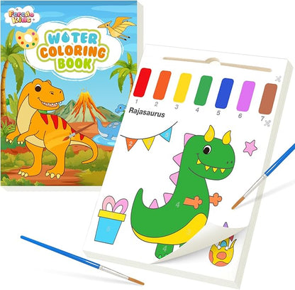 Water Coloring Books for Toddlers - Easter Basket Stuffers Watercolor Paint Book Drawing Art Paper for Kids Mess Free Craft Supplies kit Toy for Age 3 4 5 6 Valentines Birthday Gift(Dinosaurs)