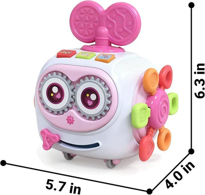 Toys for 1+ Year Old Girl, Musical Busy Cube for Toddlers 1-3 year old, Montessori 6-in-1 Activity Cube with Lights & Sounds, Wheels for Tummy Time & Crawling Training, Birthday Gifts for Baby Girl