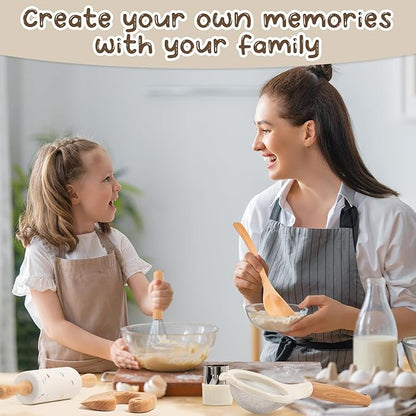 Wooden Kids Safe Knife and Kids Baking Set for Real Cooking, 10 Pcs Montessori Kitchen Tools,Toddler Knife Set Ideal for Cooking and Baking