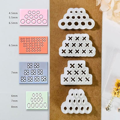 Xaekicr 4pcs Mini Flower Polymer Clay Cutters – Clay Earring Cutters for Floral Jewelry, Polymer Clay Molds for Handmade Accessories, Clay Tools for DIY Crafting