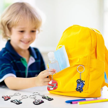 Aoriher 48 Pcs Dirt Bike Party Favors 24 Motocross Rubber Bracelets Wristbands 24 Motorcycle Keychains Birthday Goodie Bag Fillers Classroom Rewards for Kids Boys Girls 2025 Happy New Year Gifts