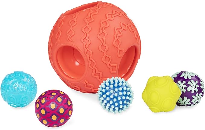 B. toys - Sensory Baby Toys Set with Textured Balls - 6-Piece Development Set Including Large Ball & 5 Small Balls with Different Textures - Educational Tactile Toys for Motor Skills, 6 Months+