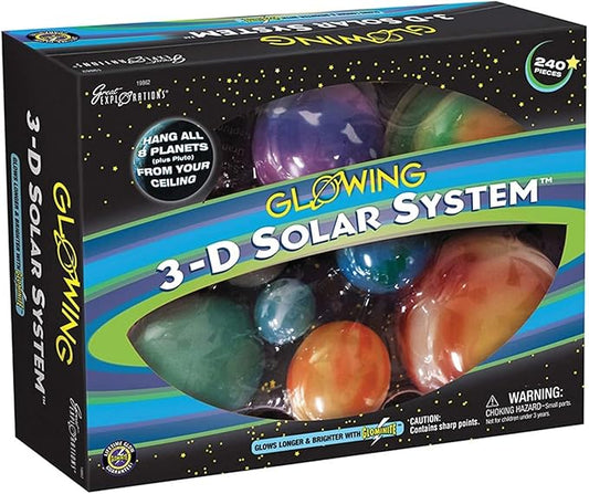 Great Explorations | 3-D Solar System Glow In The Dark Ceiling Hanging Kit 3D Planets and Star Stickers Create the Milky Way Teach Science STEM