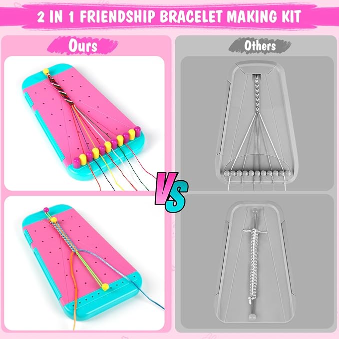 M SANMERSEN 2 in 1 Friendship Bracelet Making Kit for Girls, Arts and Crafts for Kids Ages 8-12, Birthday Gifts Ideas for Girl 8 9 10 11 12 Year Old, Bracelet DIY, Kids Bracelets String Maker Toys