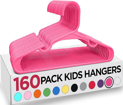 Utopia Home 160 Pack Kids Hangers - 11.5 Inch Plastic Baby Hangers for Closet - Childrens Hangers for Clothes & Infant Hangers for Closet - Ideal for Everyday Standard Use (Pink)