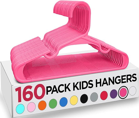 Utopia Home 160 Pack Kids Hangers - 11.5 Inch Plastic Baby Hangers for Closet - Childrens Hangers for Clothes & Infant Hangers for Closet - Ideal for Everyday Standard Use (Pink)