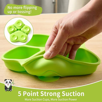 4 Pack Suction Plates for Baby & Toddler, 100% Food-Grade Silicone, 4 Large Divided Design, Microwave & Dishwasher Safe
