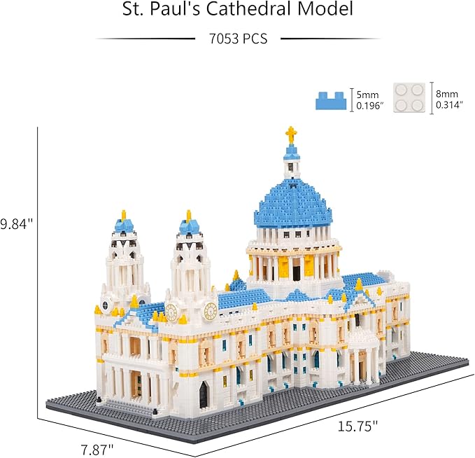Building Blocks Set, St Paul's Cathedral Model Building Kit 7053 PCS Architecture Collection Micro Mini Blocks