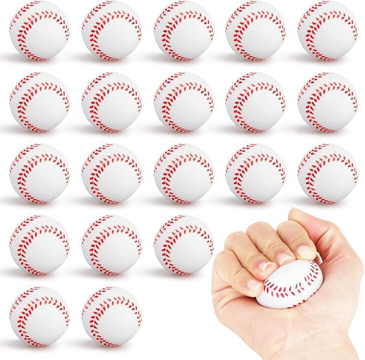 Hxezoc 20 Pieces Mini Baseball Stress Balls Baseball Party Favors Foam Sports Balls Small Squeeze Anxiety Bulk Toy Ball for Kids Birthday Party, School Reward Carnival Party Supplies