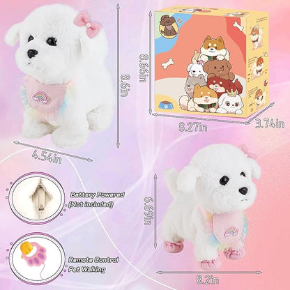 Jimate Puppy Toys for Kids, Toy Dogs That Walk and Bark, Walking Dog Toy for Kids with Leash, Interactive Stuffed Puppy with Remote Control, for Girls and Boys Aged 3-7 Year Old