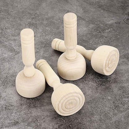 OwnMy Wooden Clay Stamp Set, Wood Playdough Handle Stamps, Wooden Handle Pottery Tools, Set of 4 Clay Modeling Pattern Kit