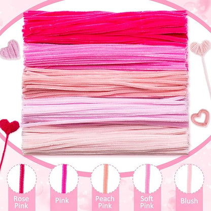 Peryiter 500 Pieces Pipe Cleaners Chenille Stems 12 Inch Craft Supplies Bulk for DIY Art and Craft Projects Creative Gift Wrapping Party Decorations(Pink,12 Inch)