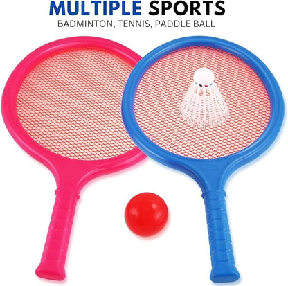 Badminton Racket Set for Kids, Toddlers with 2 Paddles, Ball and Birdie - Junior Kindergarten Student Outdoor Sports Tennis Racquet Play Game Beach Toys
