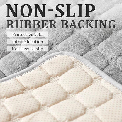 Plush Recliner Slipcover 23 Inches Washable Chair Covers Artificial Wool Lazy Boy Cover Quilted Cover for Recliner Chairs and Furniture,Large Taupe Chair Protector with Side Pocket for Kids/Pets