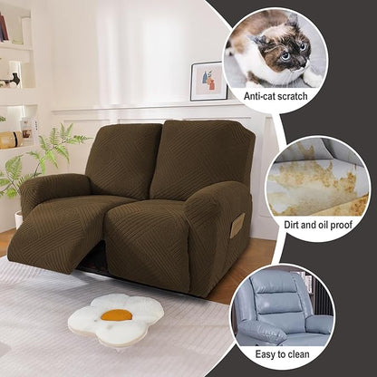 NORTHERN BROTHERS Recliner Loveseat Covers - Recliner Sofa Covers 2 Seater Loveseat Covers for Reclining Loveseat Recliner Cover, Brown