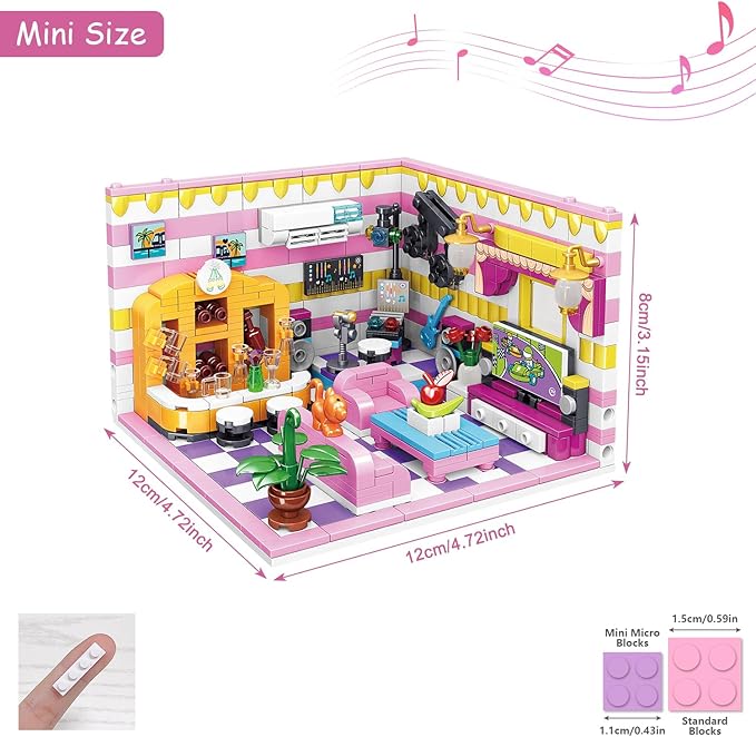 Friends House Building Block Sets, Girls Mini Living Room Entertainment KALAOK Friendship Playroom Apartment Bricks Kit Birthday Gifts for Adults Teens Old Kids 8-12 10-12 14+ (670 PCS)