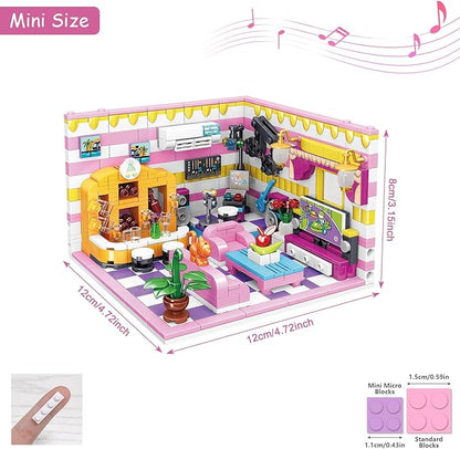 Friends House Building Block Sets, Girls Mini Living Room Entertainment KALAOK Friendship Playroom Apartment Bricks Kit Birthday Gifts for Adults Teens Old Kids 8-12 10-12 14+ (670 PCS)