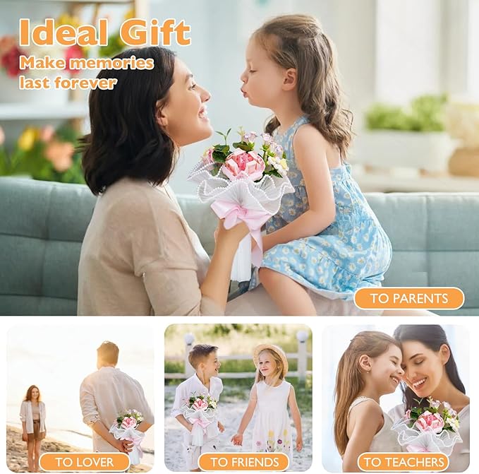 Bouquet Building Sets - Household Decorative Flower Building Block Toys - Artificial Plant Set Gift for Valentine's Day Mother's Day Birthday for Her and Him(Rose)