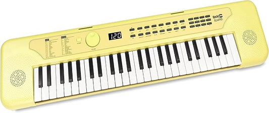 RockJam 49 Key Keyboard Piano, Portable Electronic Music Keyboard with Speakers, USB-C Power or Battery Operation, Headphone Input, 200 Tones, 200 Rhythms, Note Stickers & Lessons
