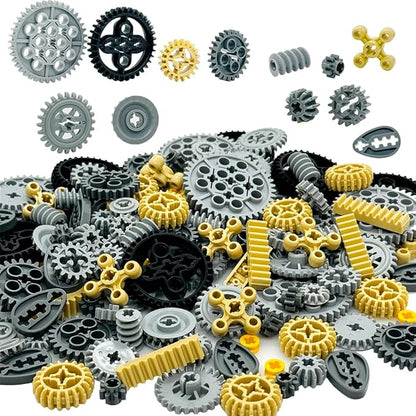 Technical Parts Wheels Gears Building Blocks Accessories Pieces kit Construction Toys Set for Kids 6yrs+ Compatible with Major Brands