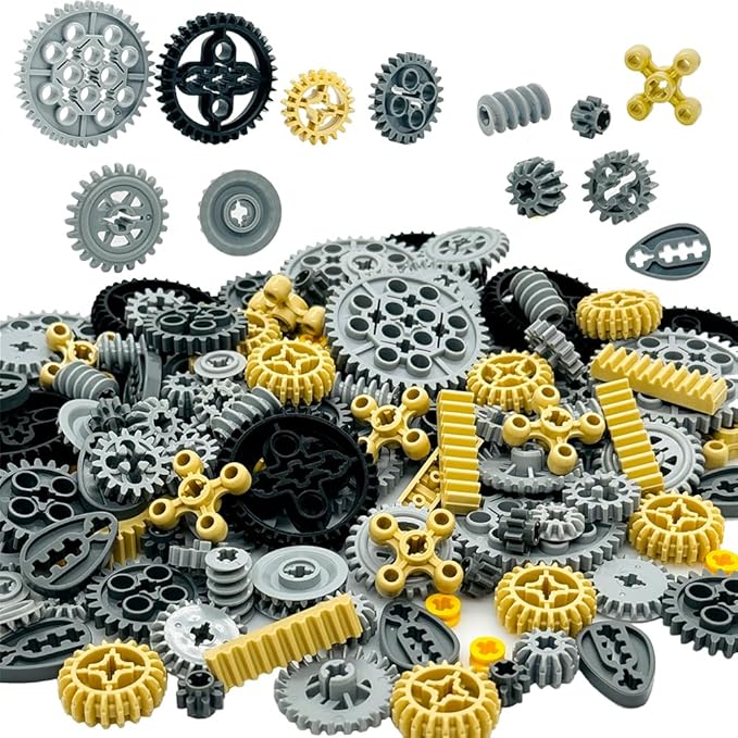 Technical Parts Wheels Gears Building Blocks Accessories Pieces kit Construction Toys Set for Kids 6yrs+ Compatible with Major Brands