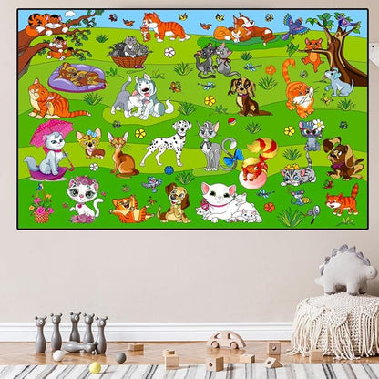ALEX Art, Jumbo Coloring Poster - Cute Cats and Dogs Giant Coloring Posters for Kids - Large Coloring Poster for Wall or Table - Fun Big Coloring Sheets - Huge Size 38.5”x26.7”