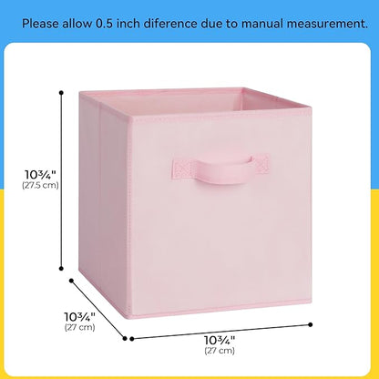 Cupic Cupid 11 Inch Storage Cube, Fabric Cube Storage Bin with Handles, Storage Cube Organizer for Clothes and Toys, Collapsible Cube Bins for Closet, Shelves, Nursery, 6-Pack, Pink Gradient