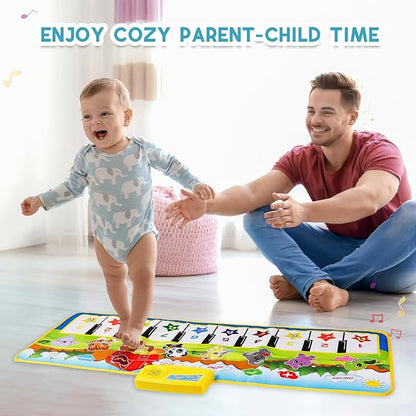 M SANMERSEN Piano Mat, 39.5" X 14" Musical Mat Floor Piano Keyboard Mat 8 Instrument Sounds Piano Mat for Toddlers Touch Play Dancing Mat Toy for 1 2 3 Year Old Boy and Girl Gifts