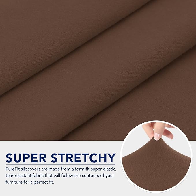 PureFit 100% Dual Waterproof Futon Cover, Waterproof Couch Cover for Futon - Stretch Non Slip Fleece Sofa Covers Washable, Leakproof Furniture Protector for Kids, Pets, Dog (Futon, Brown)