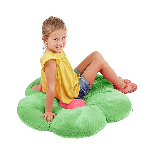 ECR4Kids SoftZone Flower Floor Pillow, Seating Cushion, Bright Green