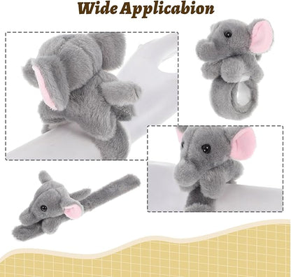Abaodam Animal Slap Bracelet Elephant Slap Bracelet Plush Stuffed Animal Hugger Snap Wrist Band for Kids Birthday Party Gifts