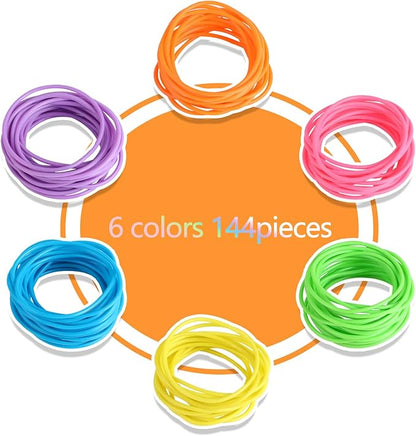 Adorox 144 Bracelets Neon Jelly Bracelets Rainbow Colors Party Favors Birthday Gifts Prizes Assorted Holiday Gift Christmas (Assorted (144 Bracelets))