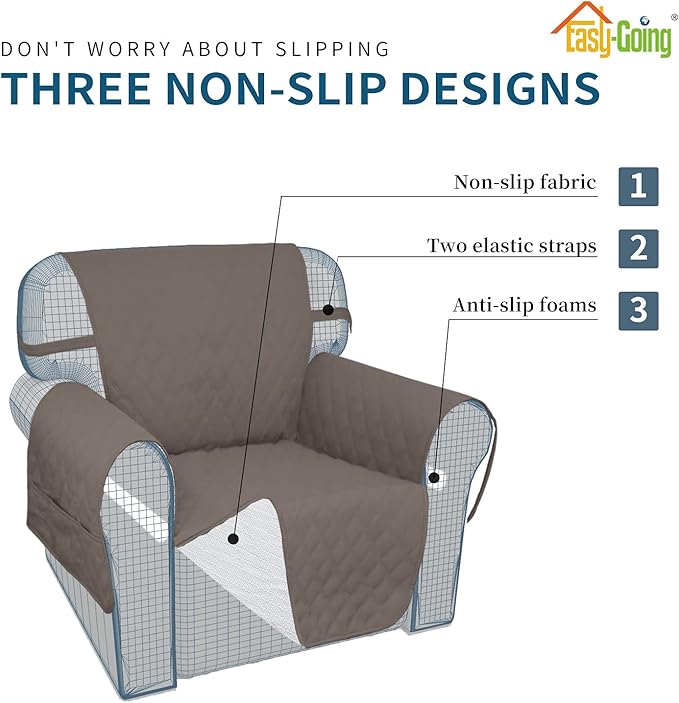 Easy-Going Sofa Slipcover Waterproof Couch Cover for 3 Cushion Couch Sofa Cover Furniture Protector Cover Pets Covers Washable Non-Slip Fabric Pets Kids Children Dog Cat (Sofa, Taupe)