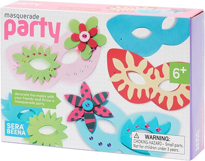 Serabeena Masquerade Mask for Kids - Masquerade Mask Kit for Girls - DIY Masks to Decorate for Kids - Girls Masquerade Masks with Decorations - Colorful Craft Masks - 6 Masks to Decorate - Ages 4-7
