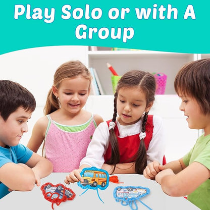 Aizweb Vehicle Lacing Cards,Sewing Kit for Toddlers, Fine Motor Skill Toys,Threading Toys for Preschoolers,Shoe Tying Practice Art and Craft for Kids Educational Kindergarten Learning Activities