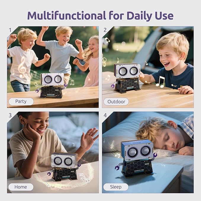 Science Can STEM Toys for Ages 8-13, DIY Bluetooth Speaker Kit with Rotating Head Robot, Electronic Stem Kits with Wooden Puzzles, Educational Building Toy, Birthday Gift for Boys & Girls
