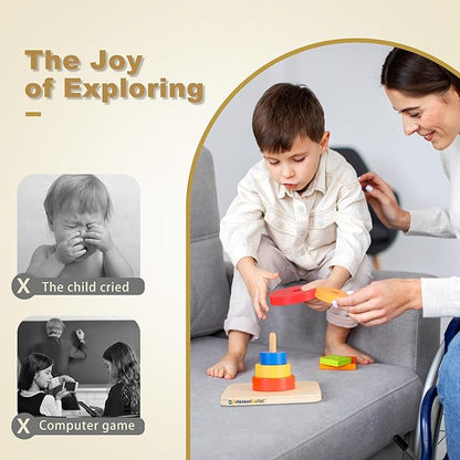 MONTESSORI OUTLET 3 Colored Discs on Vertical Dowel for 0-3 Years Montessori Education at School and Home