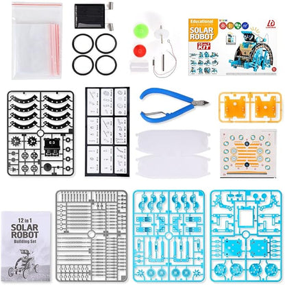 Lucky Doug 12-in-1 STEM Solar Robot Kit Toys Gifts for Kids 8 9 10 11 12 13 Years Old, Educational Building Science Experiment Set Birthday for Kids Boys Girls