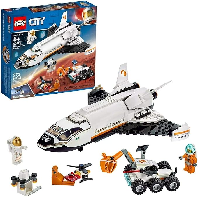 Lego City Space Mars Research Shuttle 60226 Space Shuttle Toy Building Kit with Mars Rover & Astronaut Minifigures, Top Stem Toy for Boys & Girls (273piece), 1 Lb
