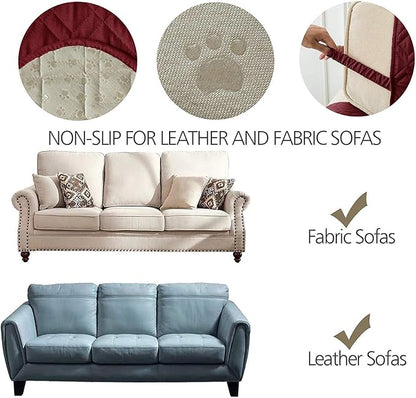 Ameritex Couch Sofa Slipcover 100% Waterproof Nonslip Quilted Furniture Protector Slipcover for Dogs, Children, Pets Sofa Slipcover Machine Washable (Burgundy, 68")