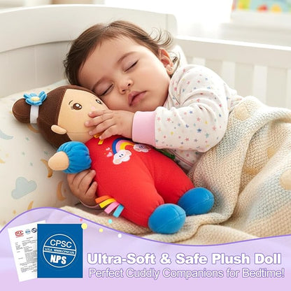 OUOZZZ Soft Baby Doll 10" - Hispanic First Birthday Toys for 1 Year Old Girl, Ideal 1 Year Old Girl Gifts & Baby Girl Gifts, Snuggle Buddy for Infants Brown Skin